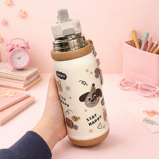Little Flower Cat Series – 500ml Stainless Steel Kids Water Bottle