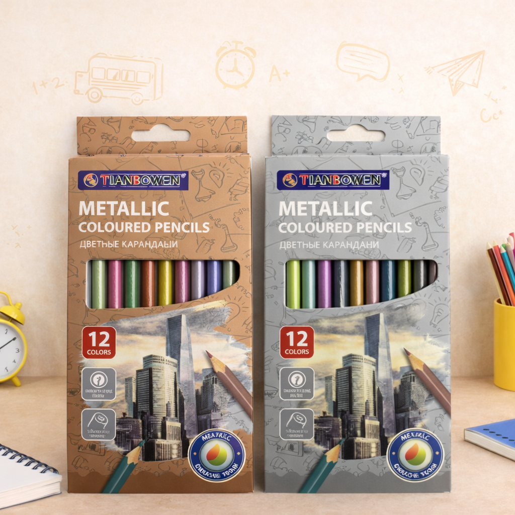✨ Tian Bowen Metallic Colored Pencils – 12 Colors