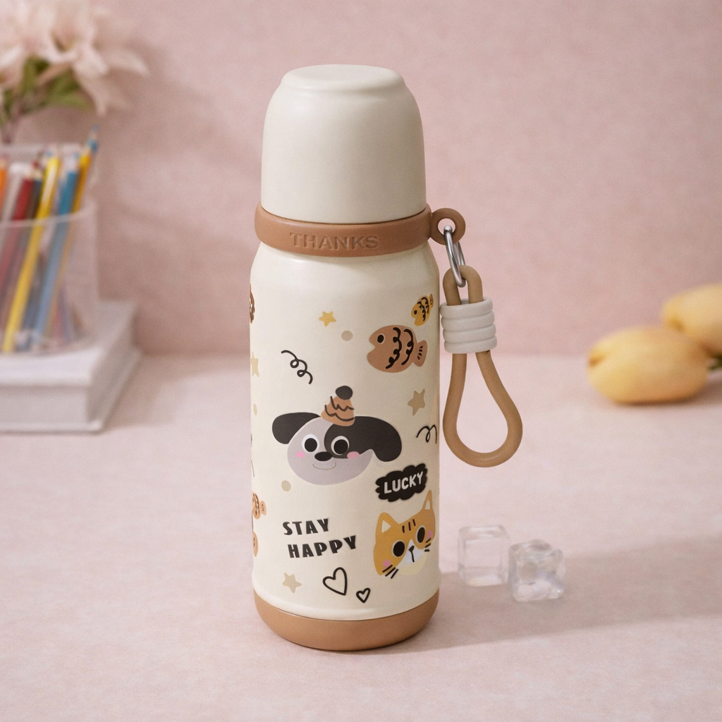 Little Flower Cat Series – 500ml Stainless Steel Kids Water Bottle