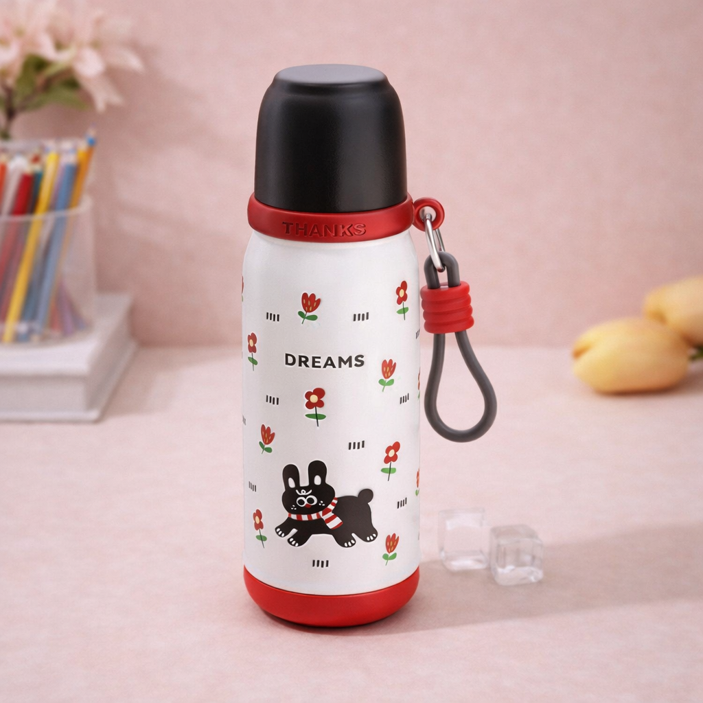 Little Flower Cat Series – 500ml Stainless Steel Kids Water Bottle