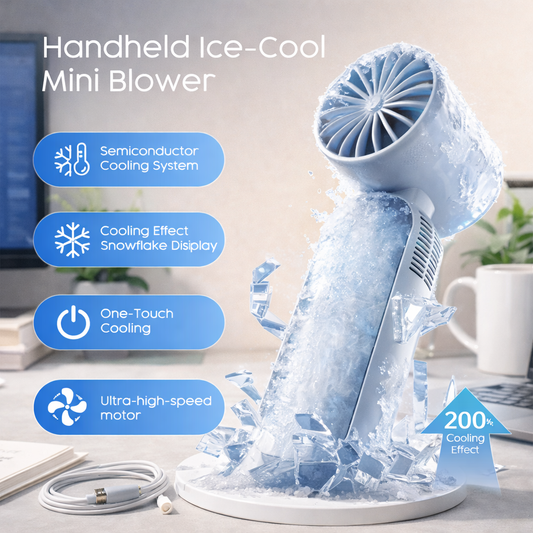 Portable Cooling LED Display Handheld Fan-White