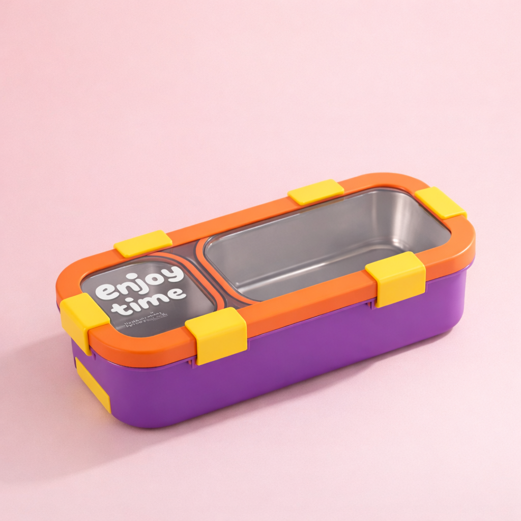 “Enjoy Time” Bento Lunch Box Two Grid-[600ML]