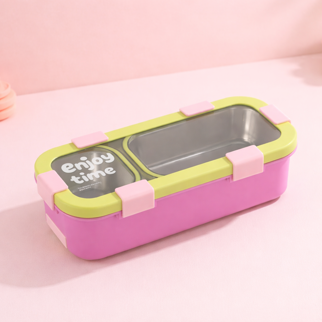 “Enjoy Time” Bento Lunch Box Two Grid-[600ML]