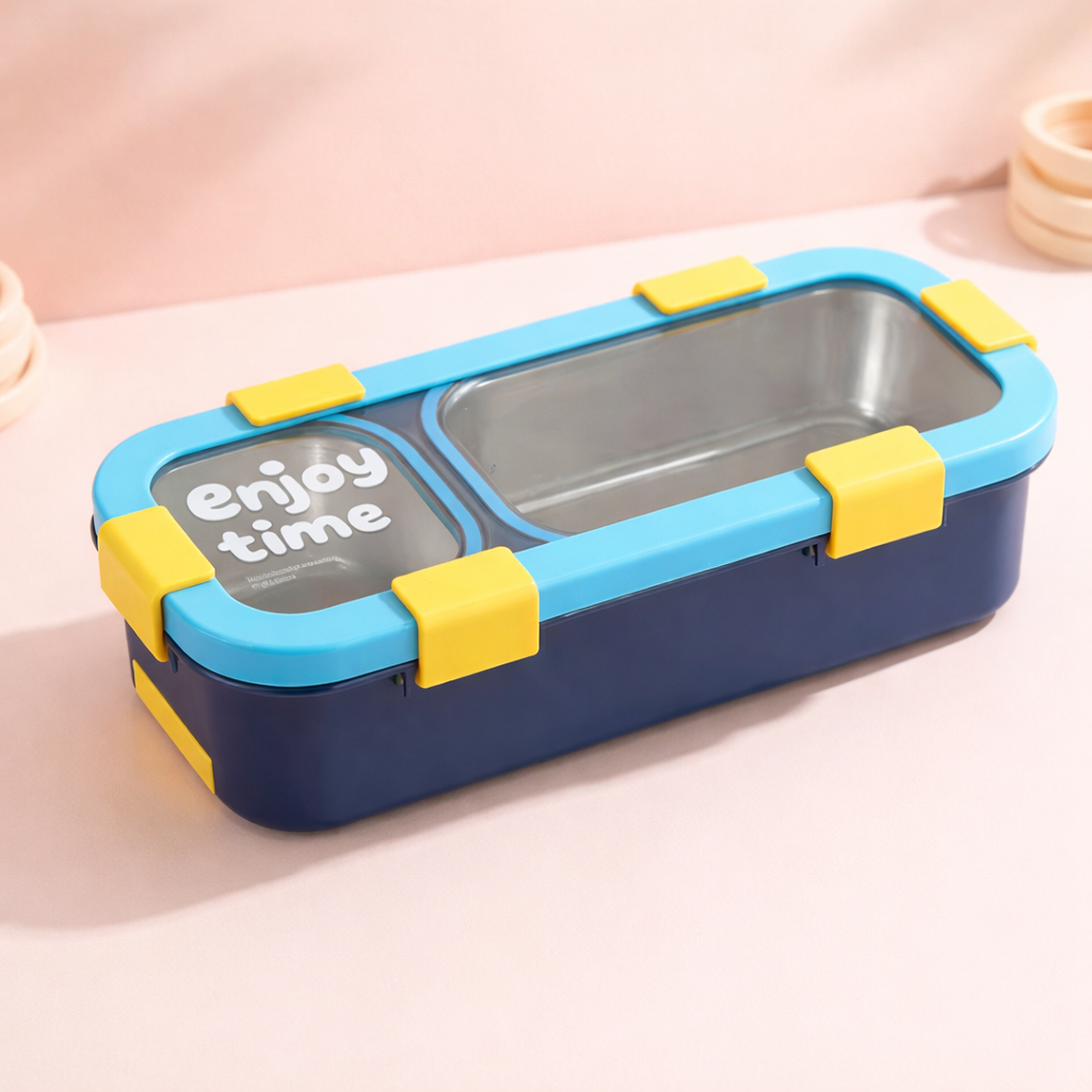 “Enjoy Time” Bento Lunch Box Two Grid-[600ML]
