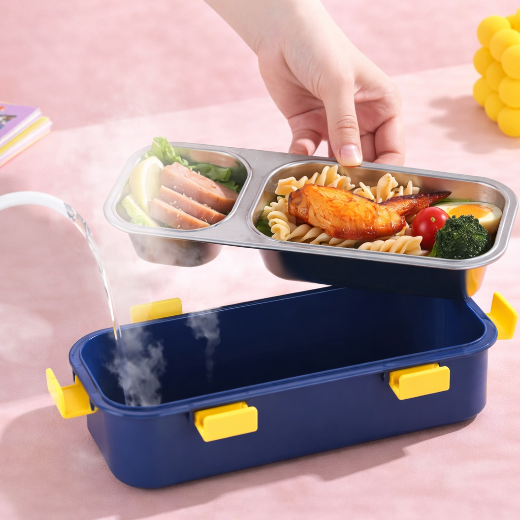 “Enjoy Time” Bento Lunch Box Two Grid-[600ML]