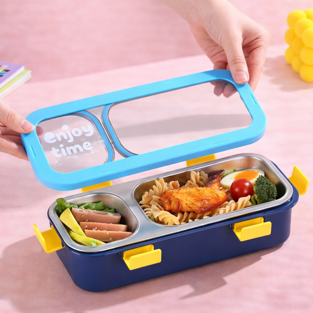 “Enjoy Time” Bento Lunch Box Two Grid-[600ML]