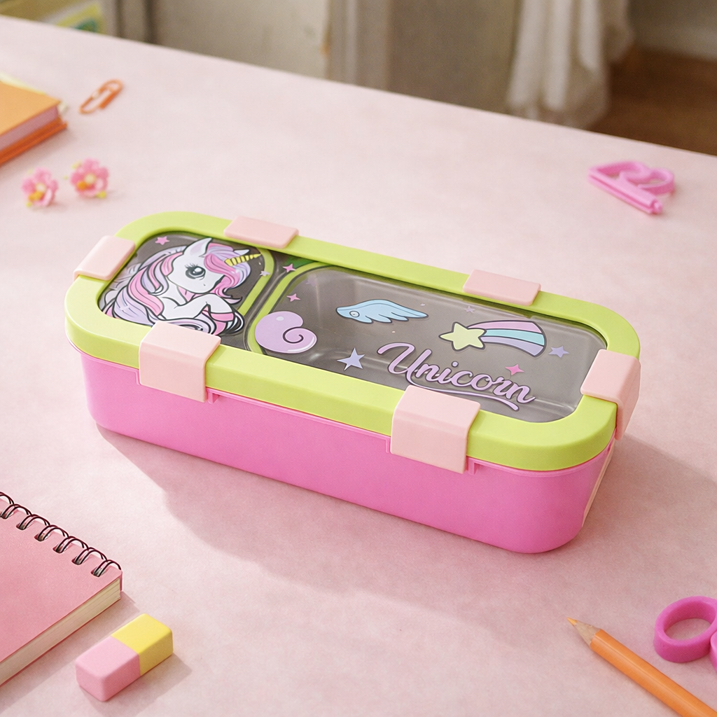 Bento Lunch Box Two Grid – Unicorn, Astronaut & Dinosaur Collection [600ML]