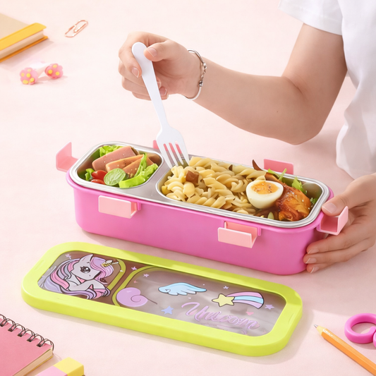 Bento Lunch Box Two Grid – Unicorn, Astronaut & Dinosaur Collection [600ML]