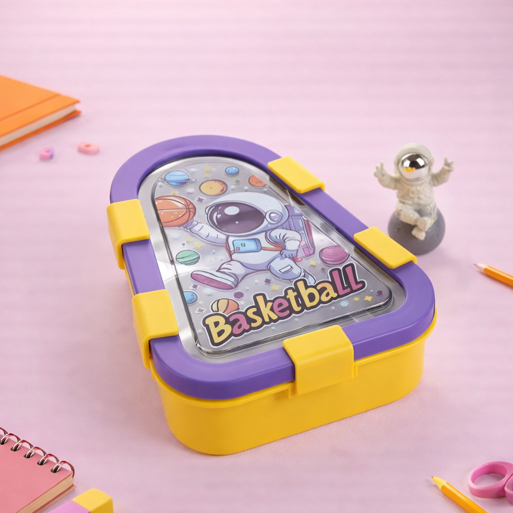 Bento Lunch Box Two Grid – Unicorn, Astronaut & Dinosaur Collection [500ML] Triangular Design