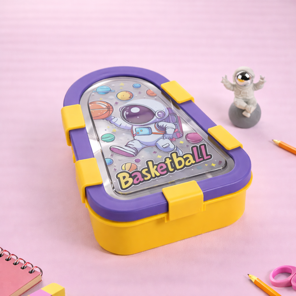 Bento Lunch Box Three Grid – Unicorn, Astronaut & Dinosaur Collection [470ML] Triangular Design