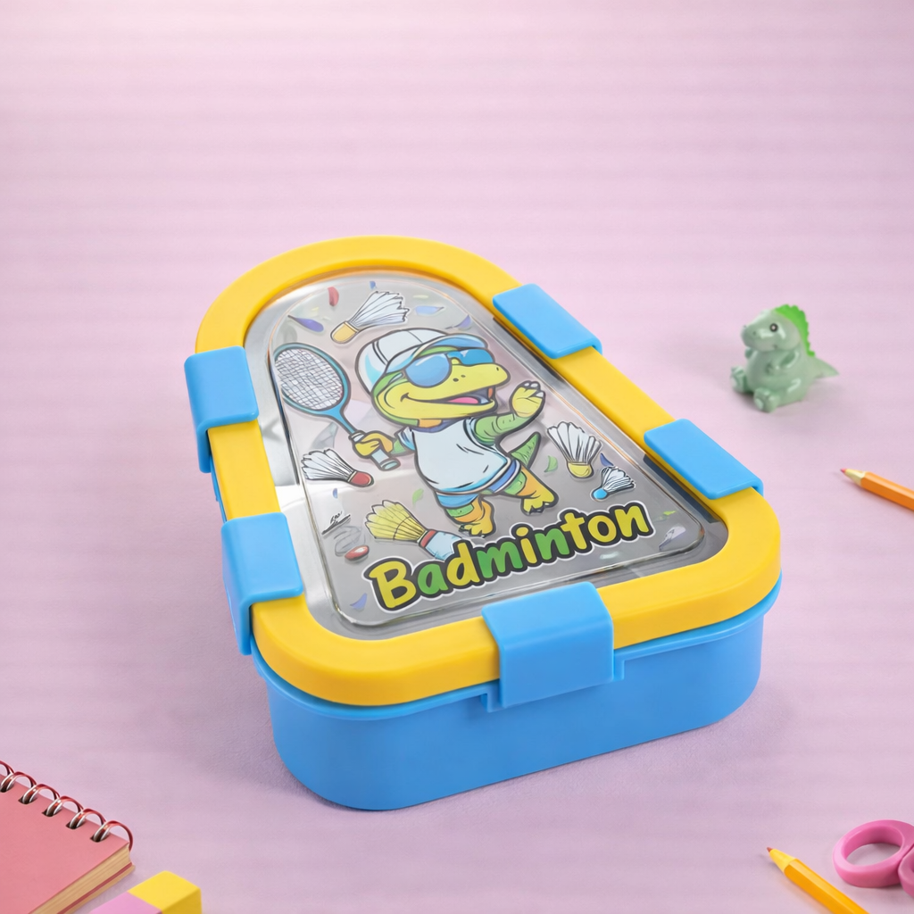 Bento Lunch Box Three Grid – Unicorn, Astronaut & Dinosaur Collection [470ML] Triangular Design