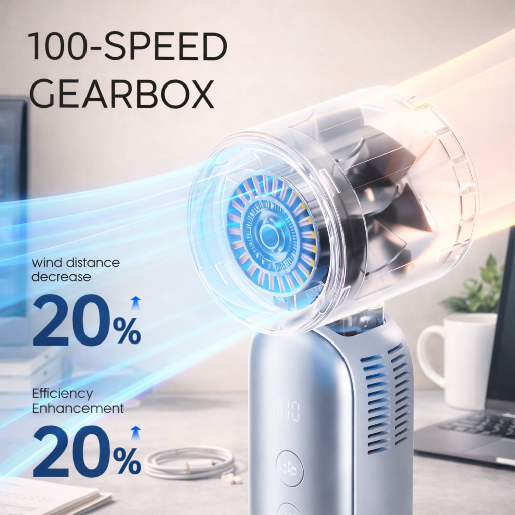 Portable Cooling LED Display Handheld Fan-White