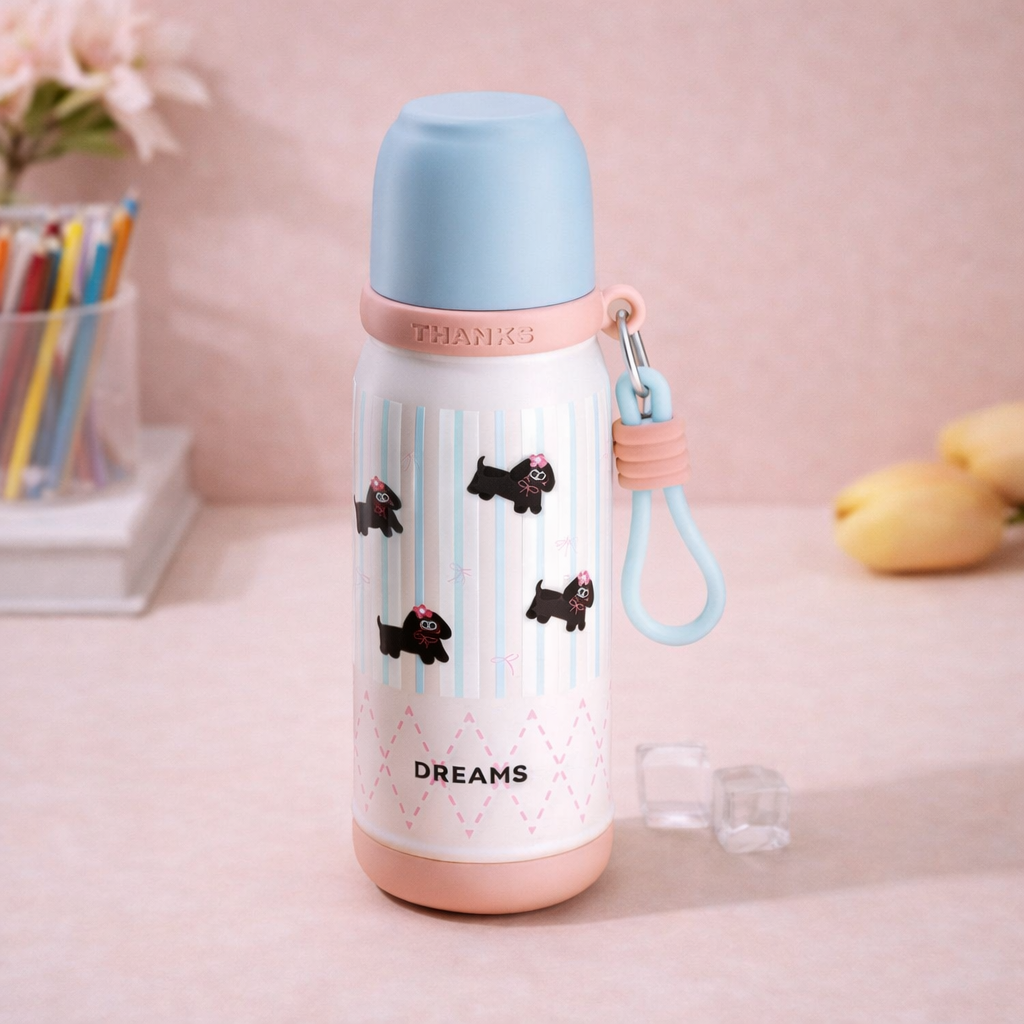 Little Flower Cat Series – 500ml Stainless Steel Kids Water Bottle