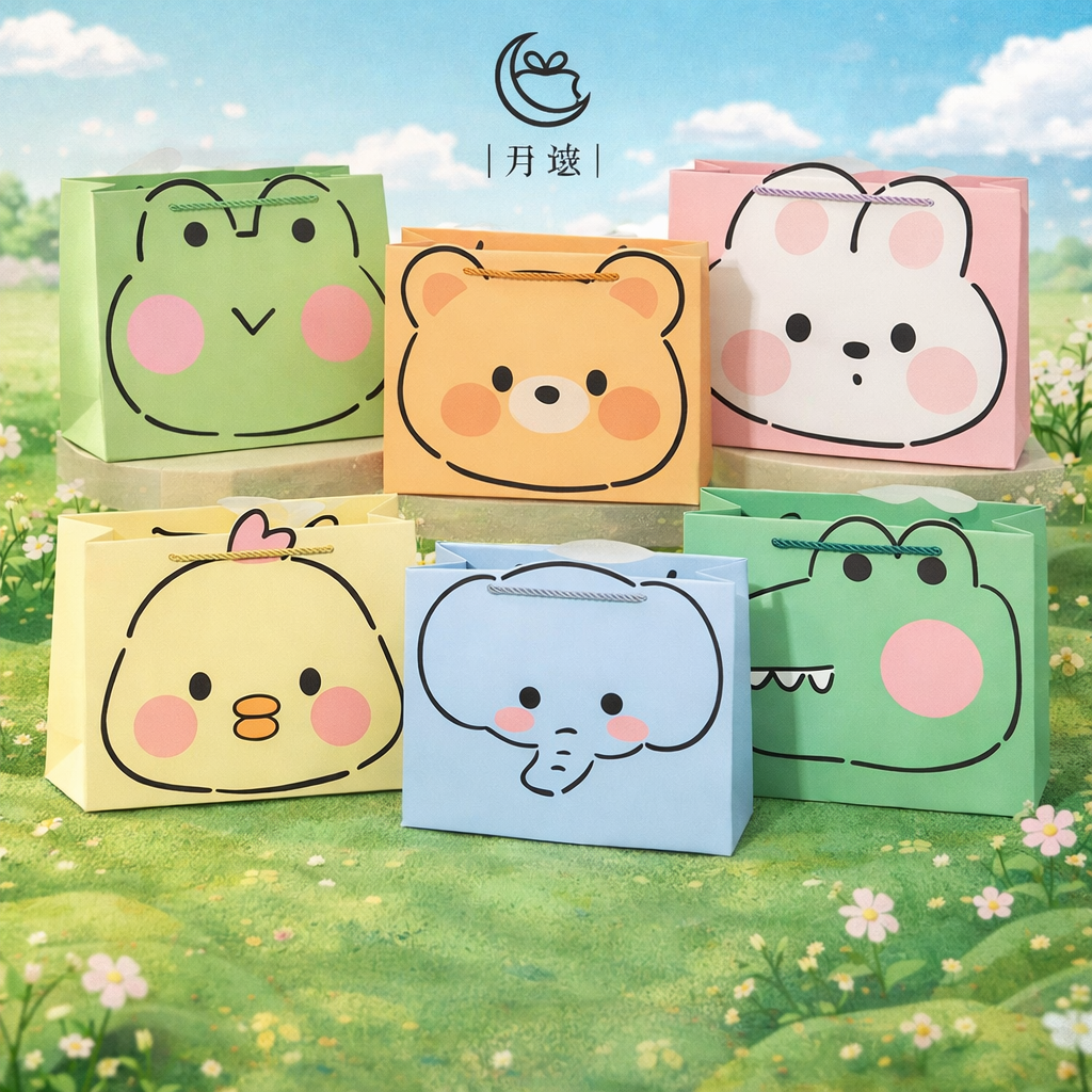 Cute Animal-Themed Gift Bags – Premium Pastel Paper Bags [ Pack Of 6 Designs]