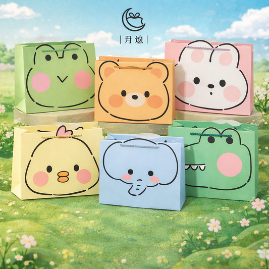 Cute Animal-Themed Gift Bags – Premium Pastel Paper Bags [ Pack Of 6 Designs]