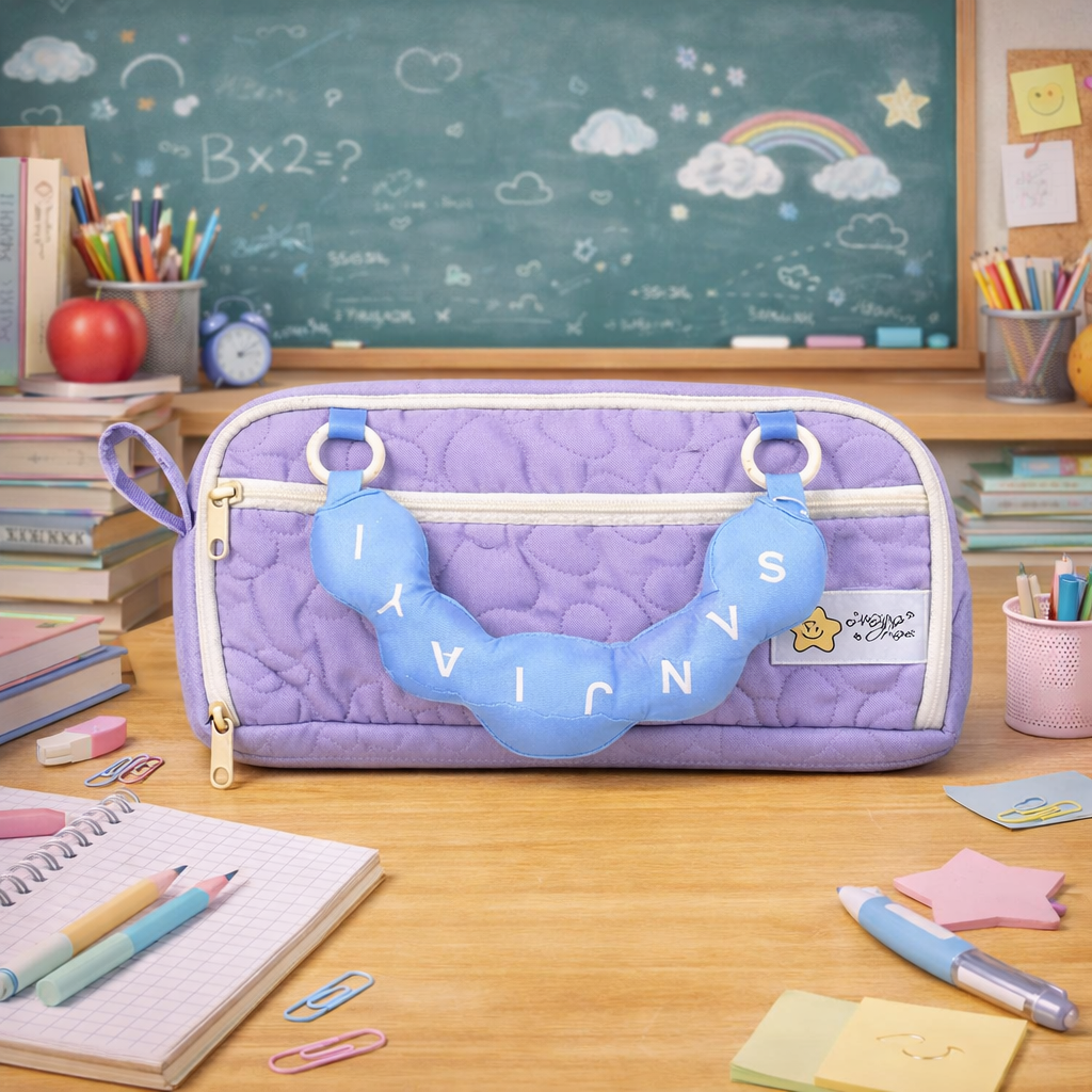 Cloud Handle Quilted Pencil Pouch