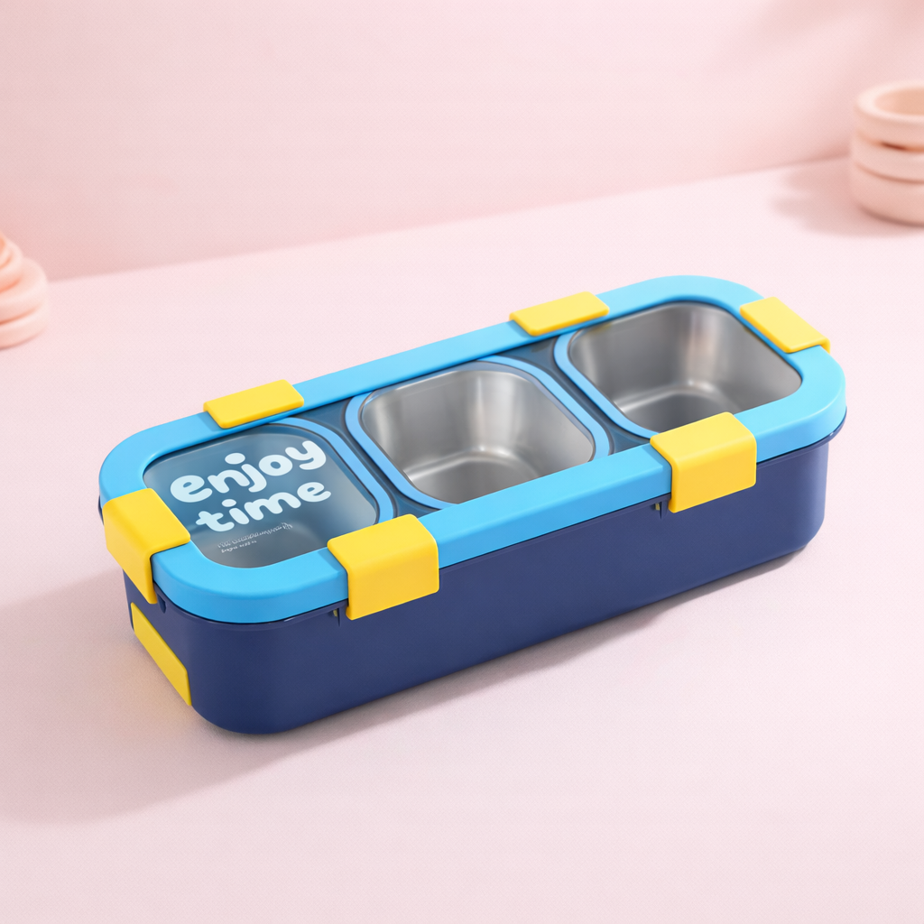 “Enjoy Time” Bento Lunch Box Three Grid-[500ML]