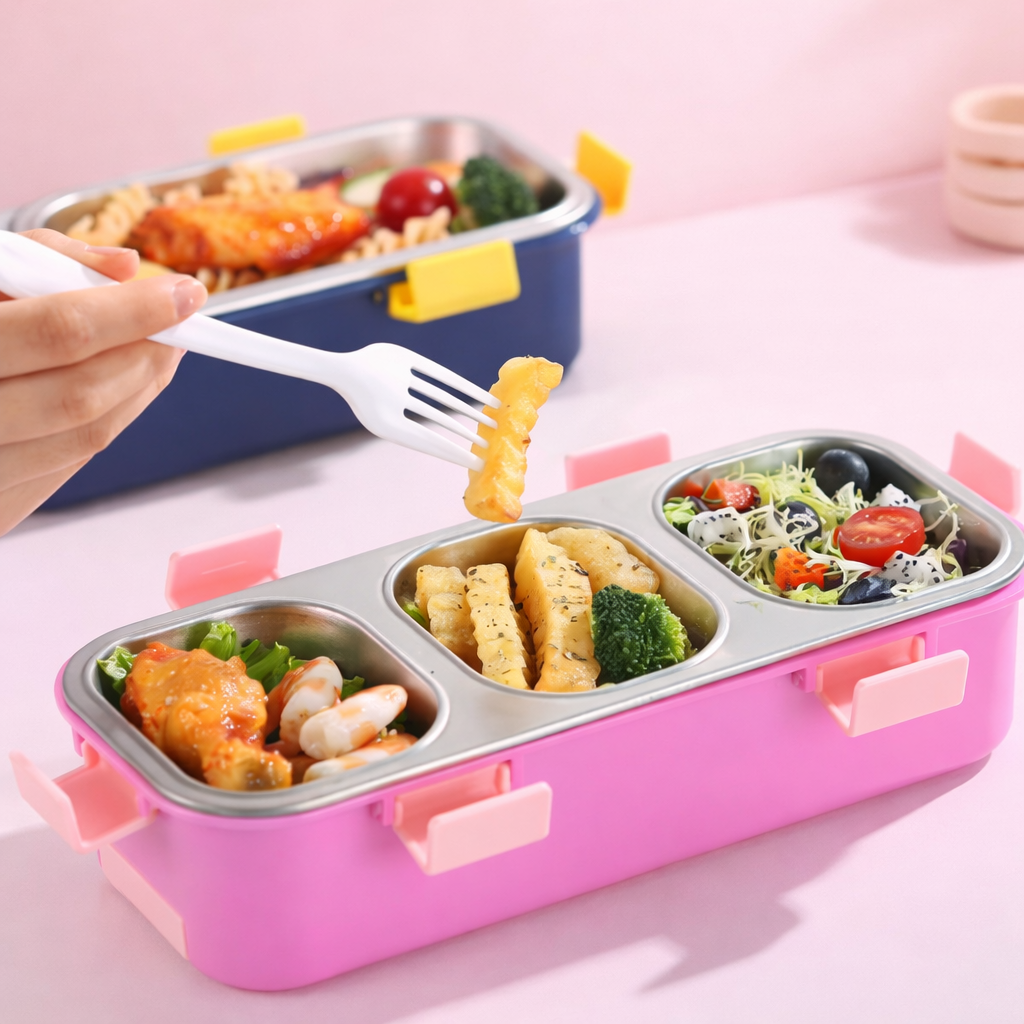 “Enjoy Time” Bento Lunch Box Three Grid-[500ML]