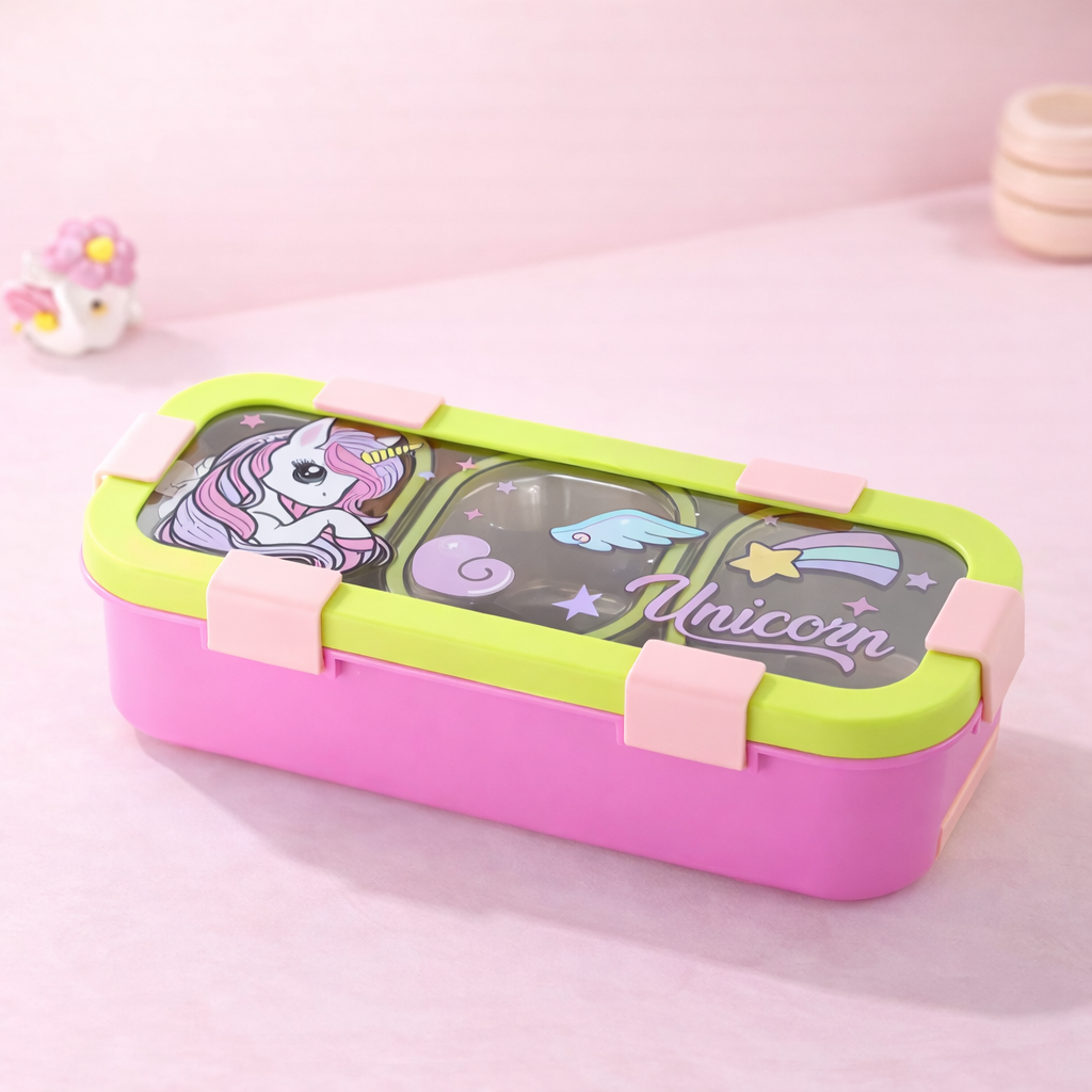Bento Lunch Box Three Grid – Unicorn, Astronaut & Dinosaur Collection [500ML]