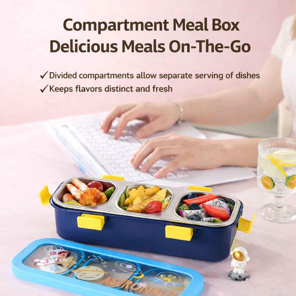 Bento Lunch Box Three Grid – Unicorn, Astronaut & Dinosaur Collection [500ML]