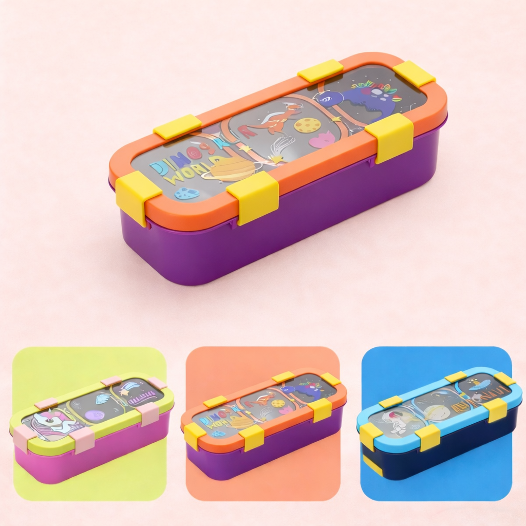 Bento Lunch Box Three Grid – Unicorn, Astronaut & Dinosaur Collection [500ML]