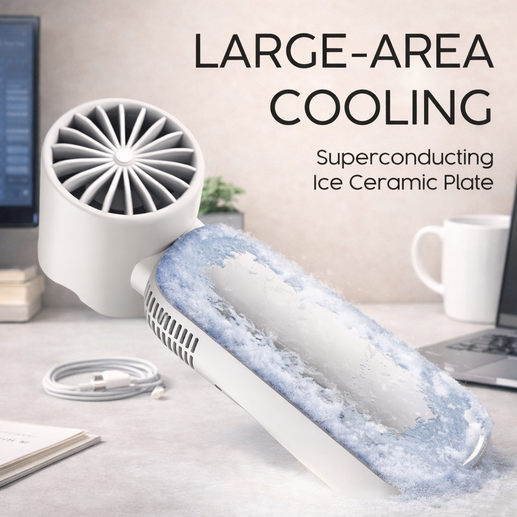 Portable Cooling LED Display Handheld Fan-White