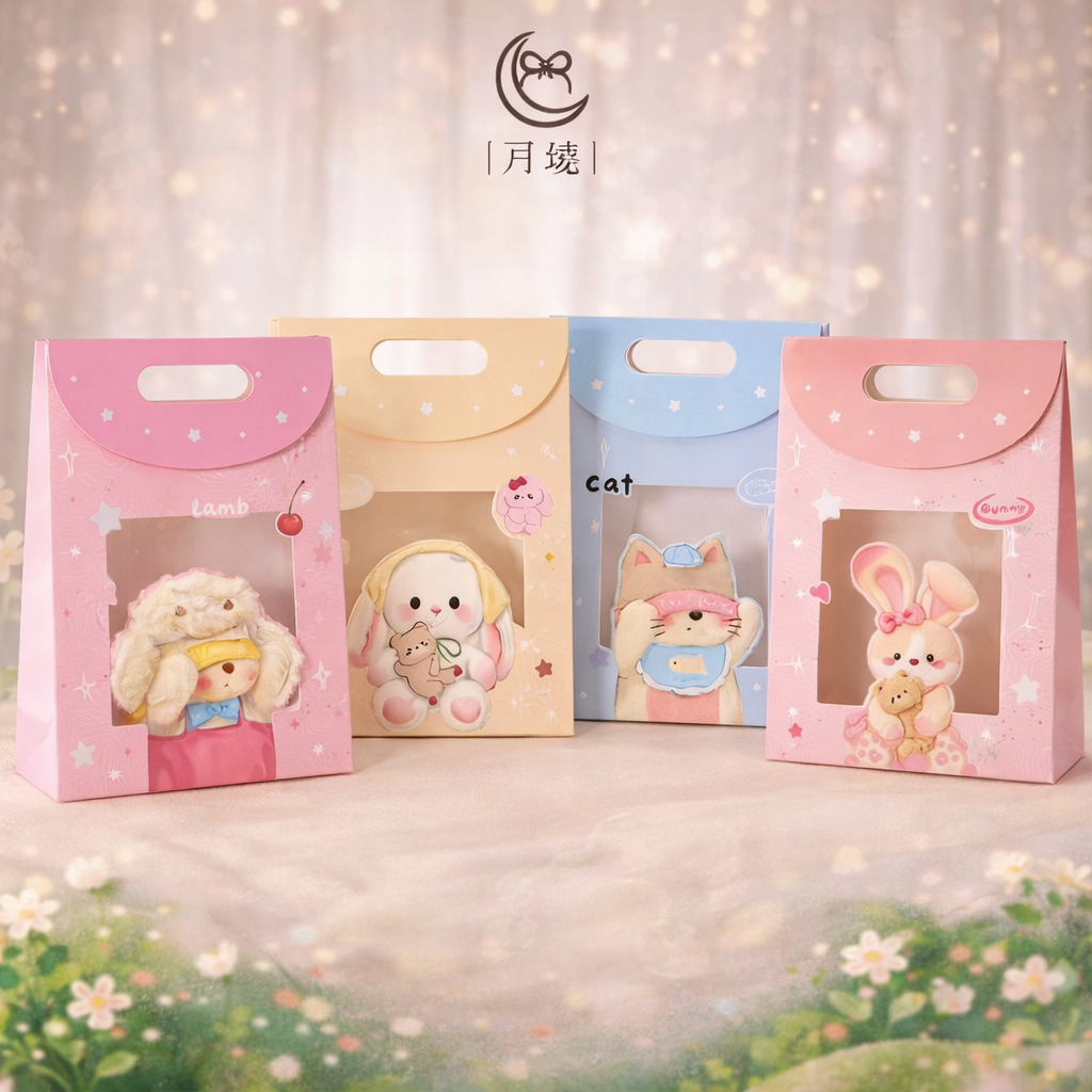 Cute Pastel Window Gift Bags – Premium Packaging for Plush & Gifts [Pack Of 4 Designs]