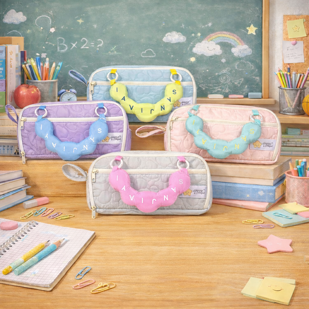 Cloud Handle Quilted Pencil Pouch