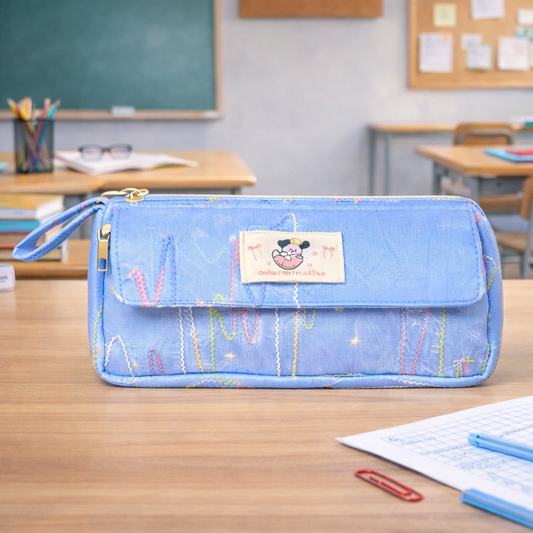 Pastel Rainbow Embroidered Pencil Pouch