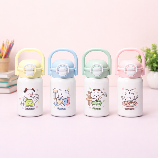 🐻 Kids Insulated Water Bottle – Cute Cartoon Designs [400ML]