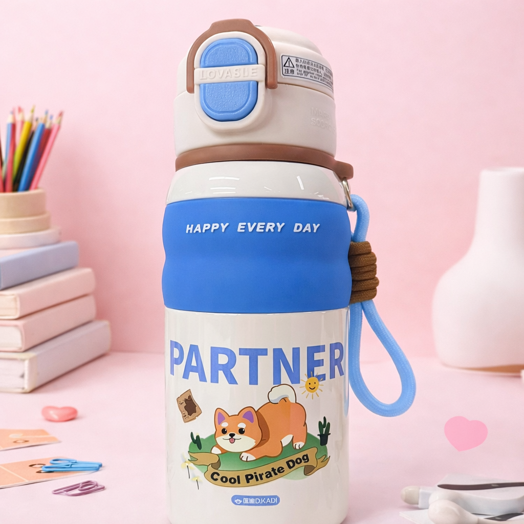 🐶 Kids Insulated Water Bottle – Partner Cool Pirate Dog Edition [660 ML]