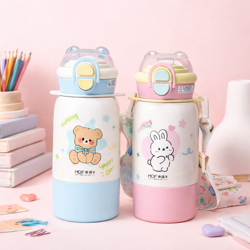 🧸 Kids Insulated Water Bottle – Cute Cartoon Designs [530 ML]