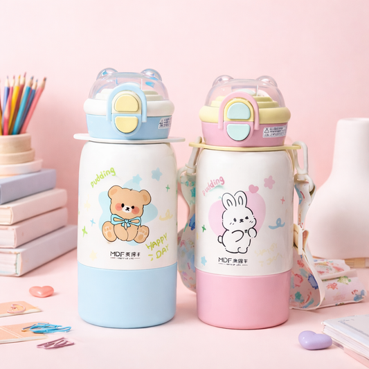 🧸 Kids Insulated Water Bottle – Cute Cartoon Designs [530 ML]