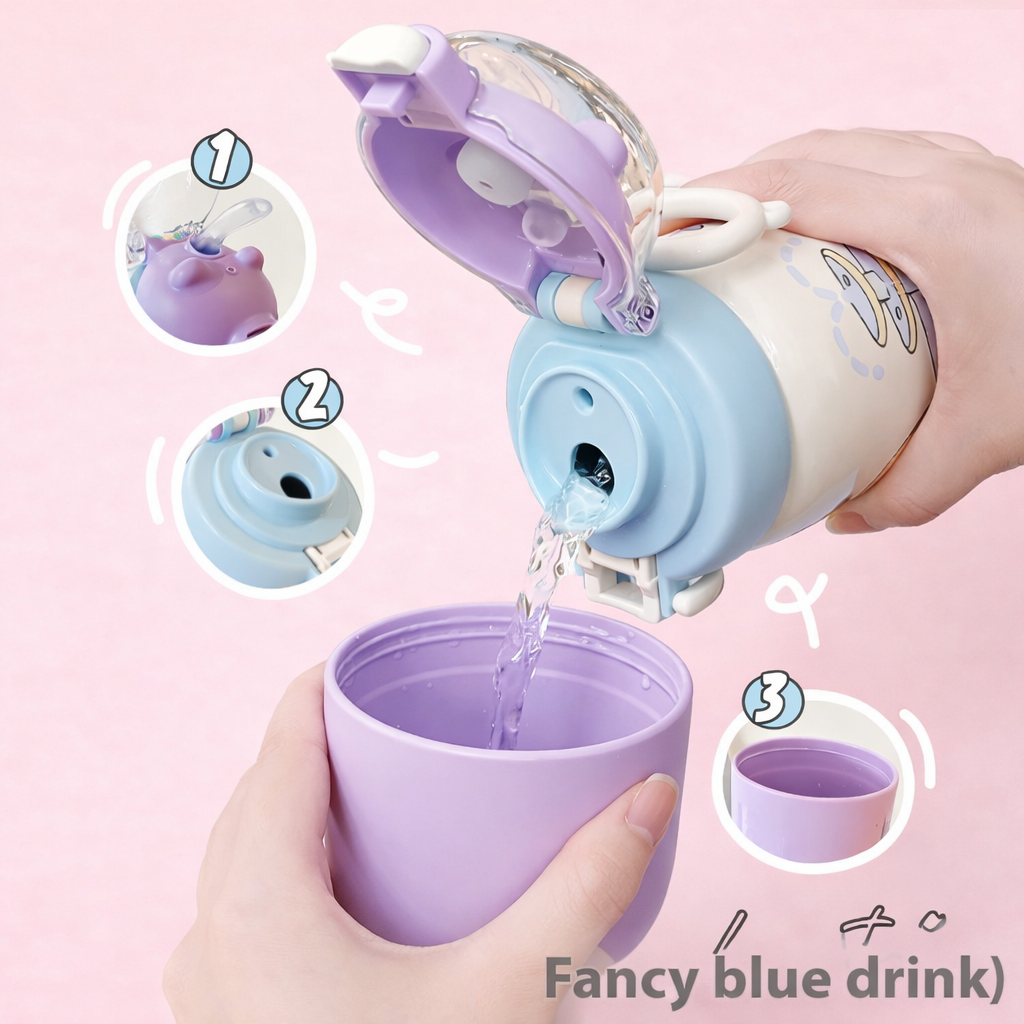 🧸 Kids Insulated Water Bottle – Cute Cartoon Designs [530 ML]