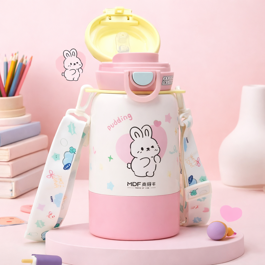 🧸 Kids Insulated Water Bottle – Cute Cartoon Designs [530 ML]