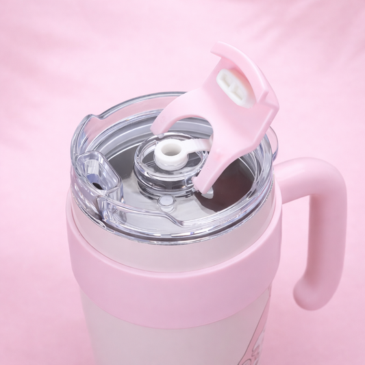 Cartoon Insulated Tumbler with Handle & Straw [650ML]