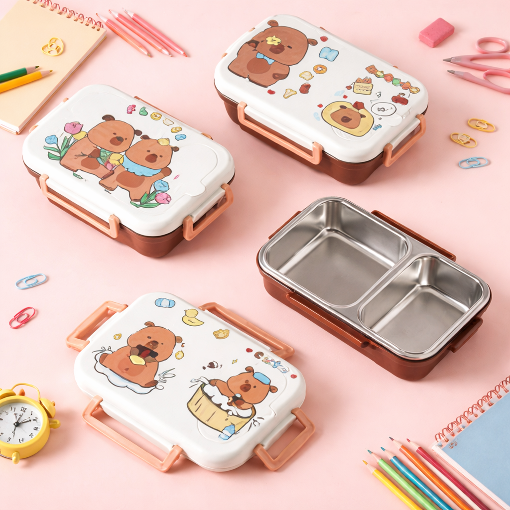 Cute Bear Stainless Steel Lunch Box – [600ML]
