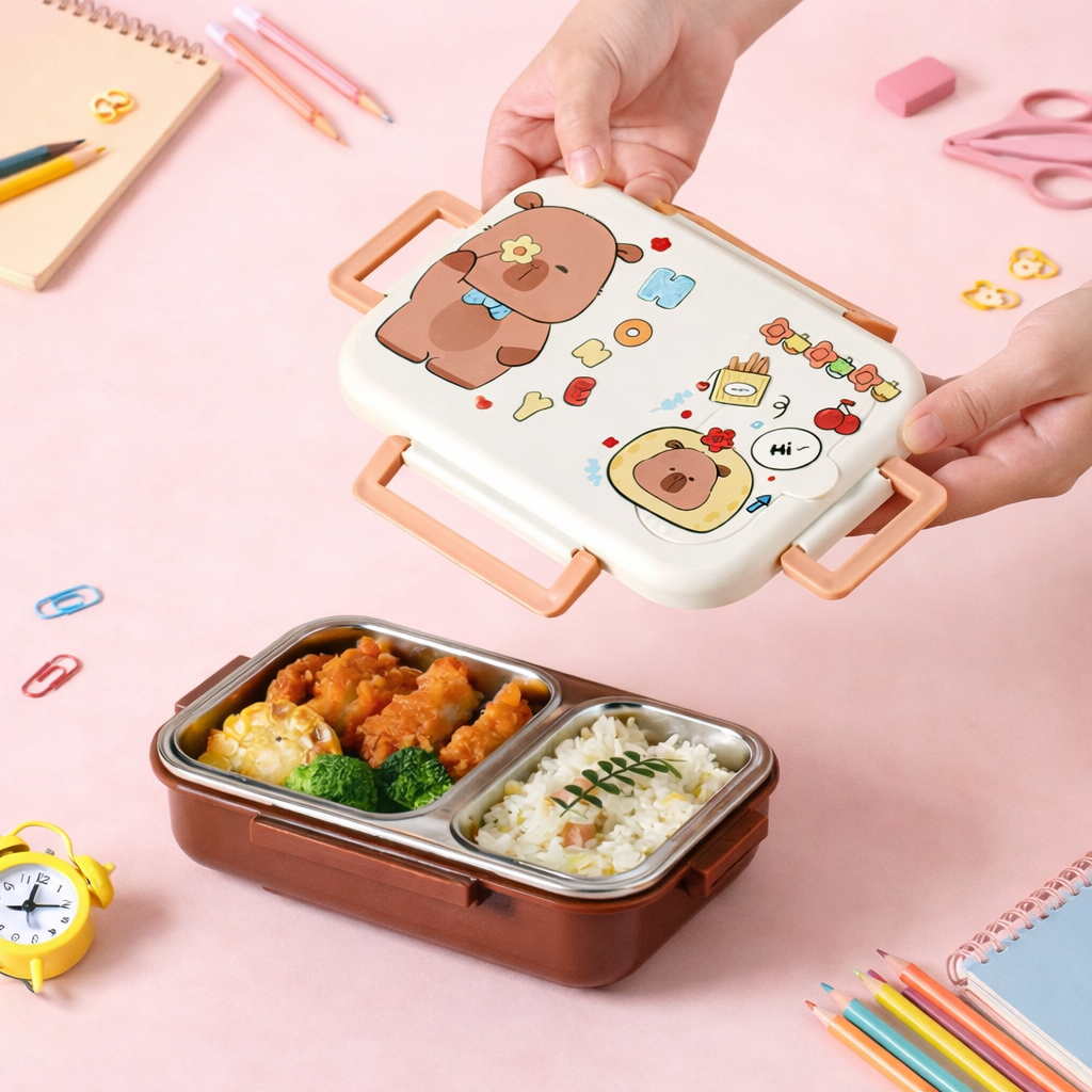 Cute Bear Stainless Steel Lunch Box – [600ML]