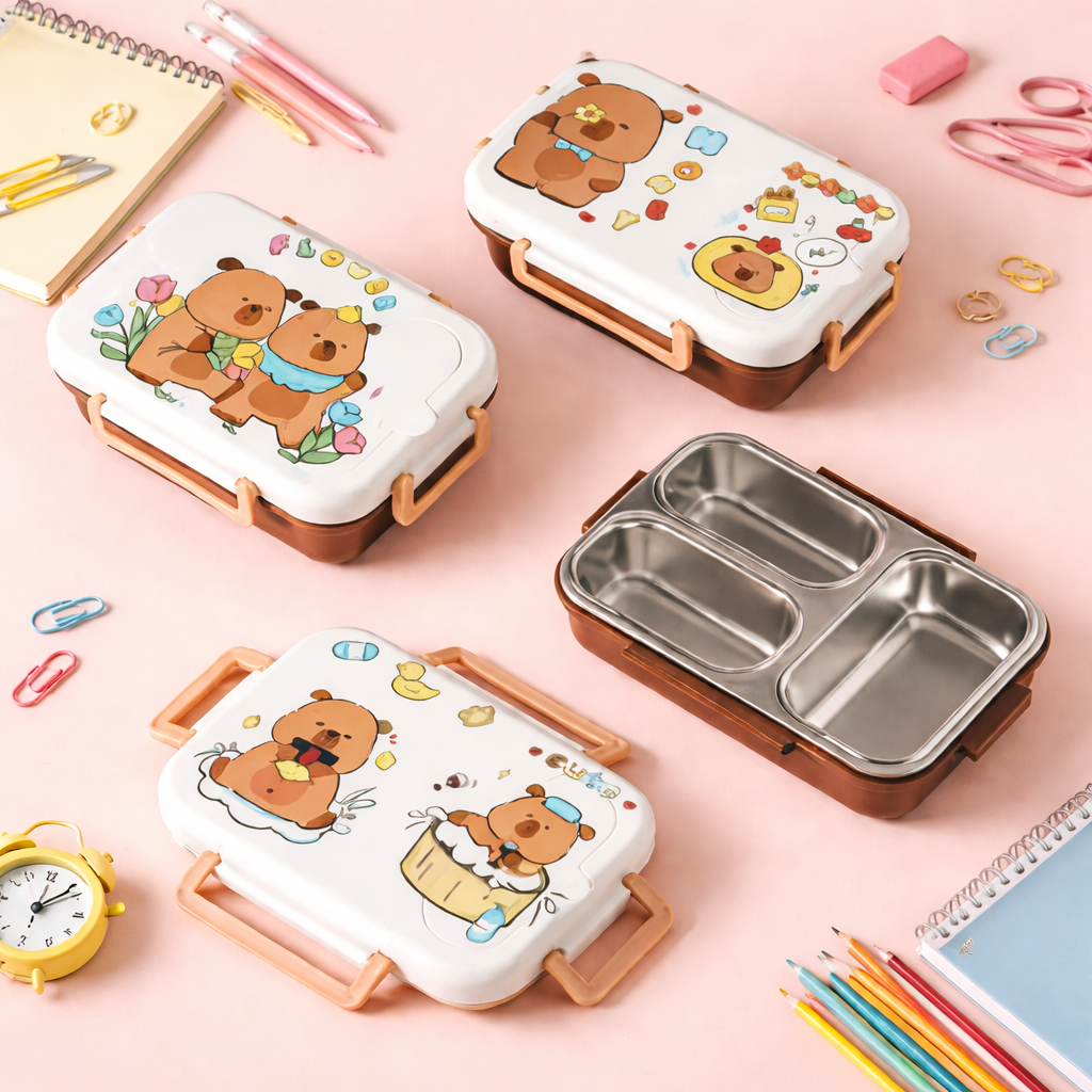 Cute Bear Stainless Steel Lunch Box – [600ML]