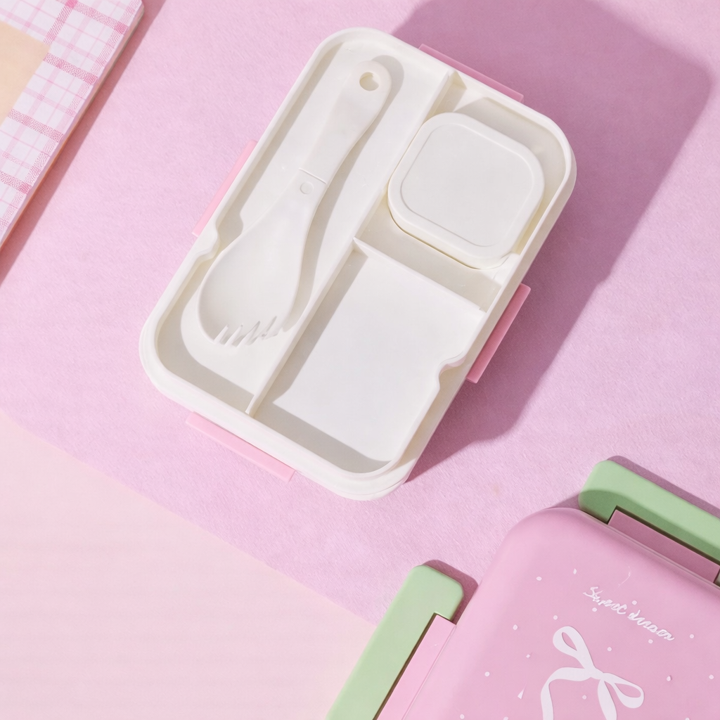Korean Style Double Deck Compartment Lunch Box Two Grid – 520ML
