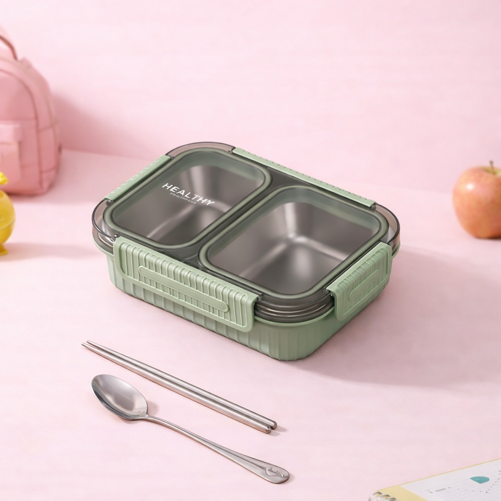 🥗 Premium 304 Stainless Steel Kids Bento Lunch Box -Grid [2/3/4]