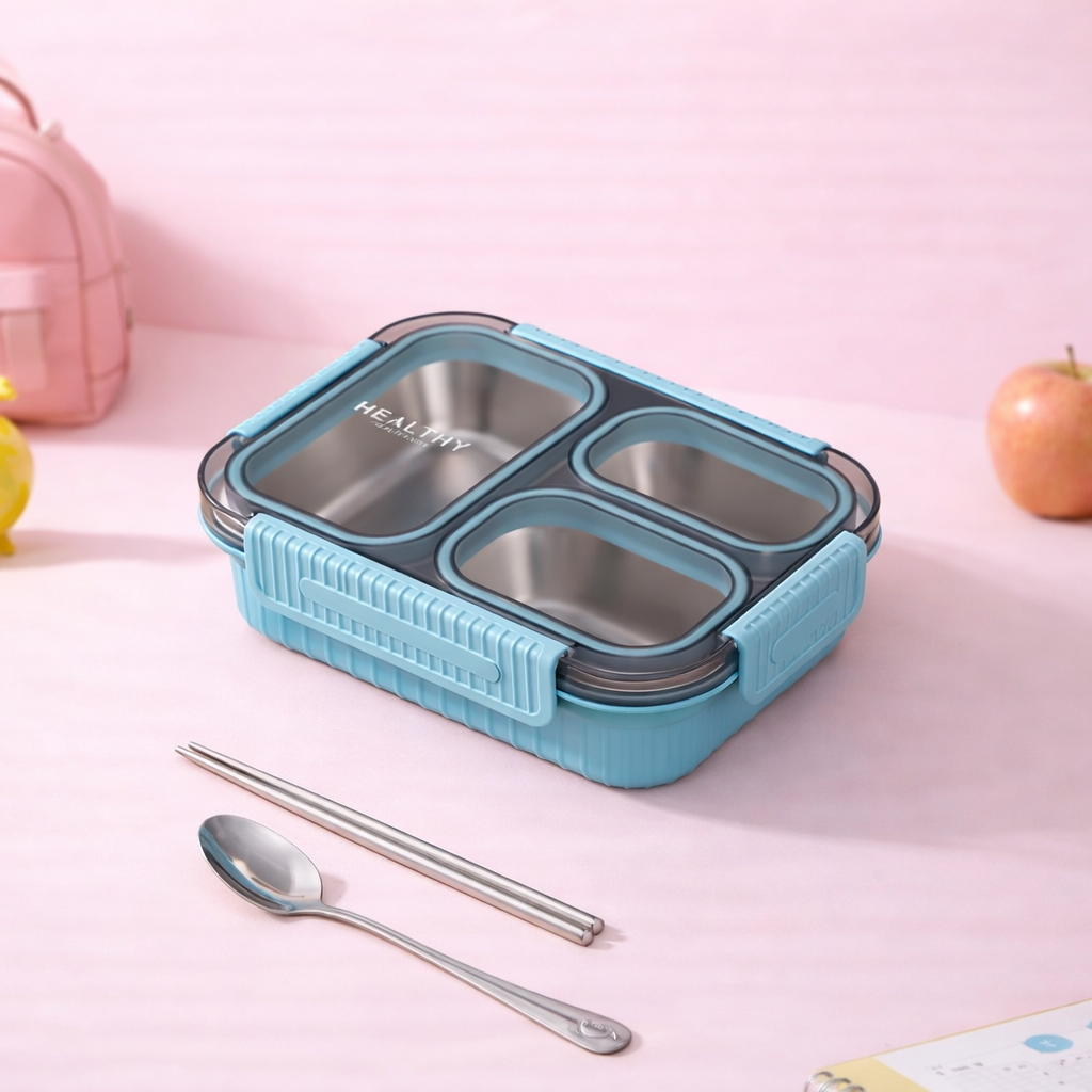 🥗 Premium 304 Stainless Steel Kids Bento Lunch Box -Grid [2/3/4]