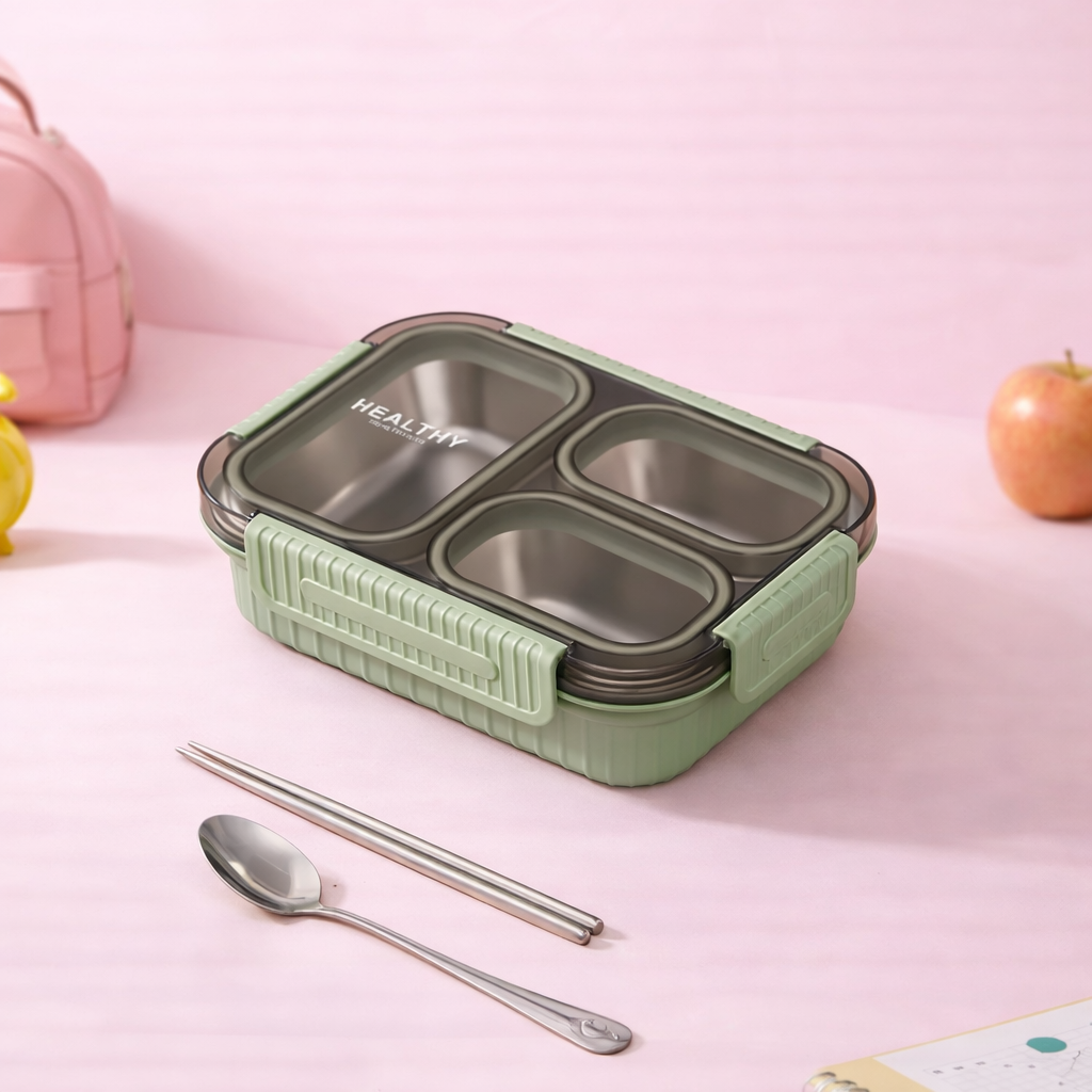 🥗 Premium 304 Stainless Steel Kids Bento Lunch Box -Grid [2/3/4]