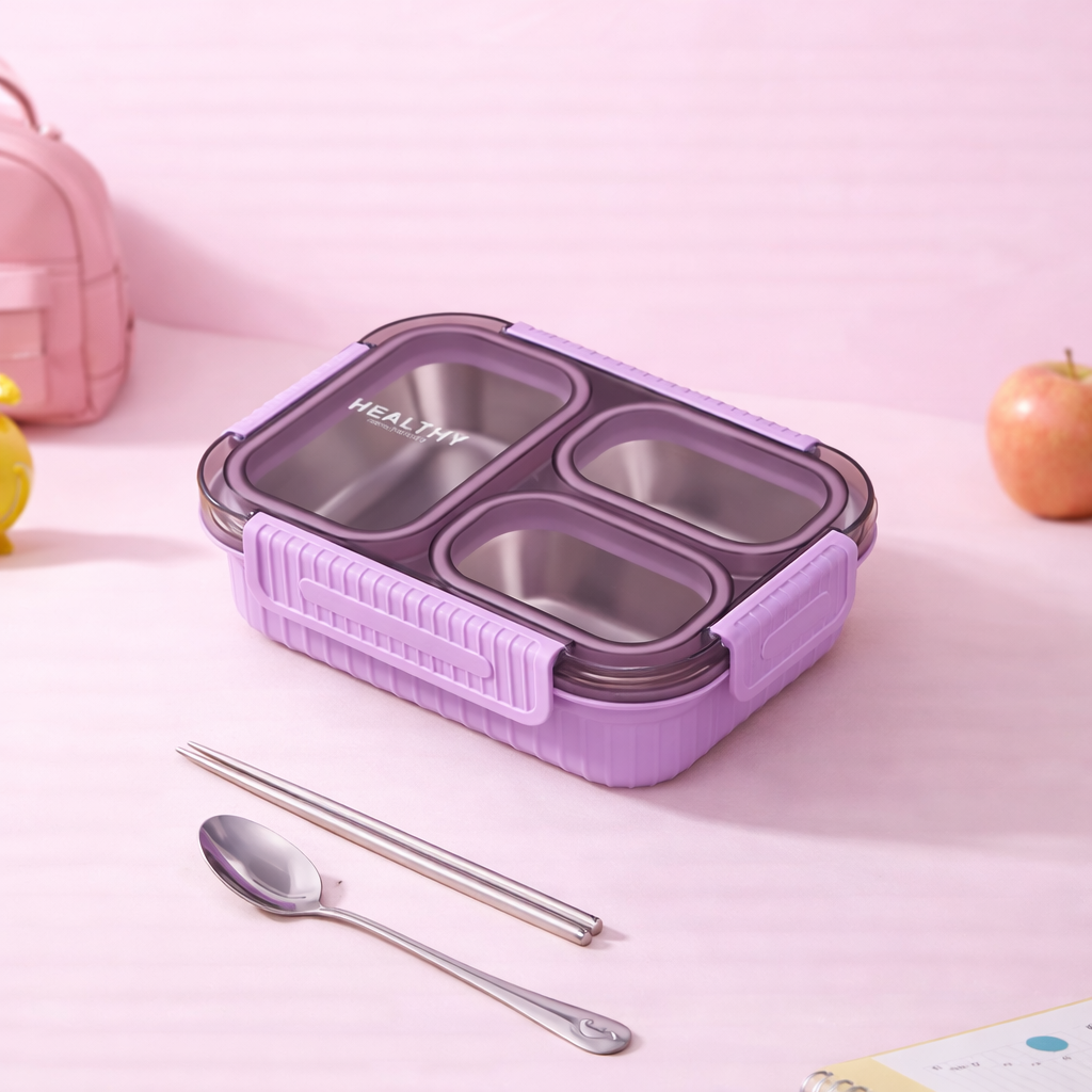 🥗 Premium 304 Stainless Steel Kids Bento Lunch Box -Grid [2/3/4]