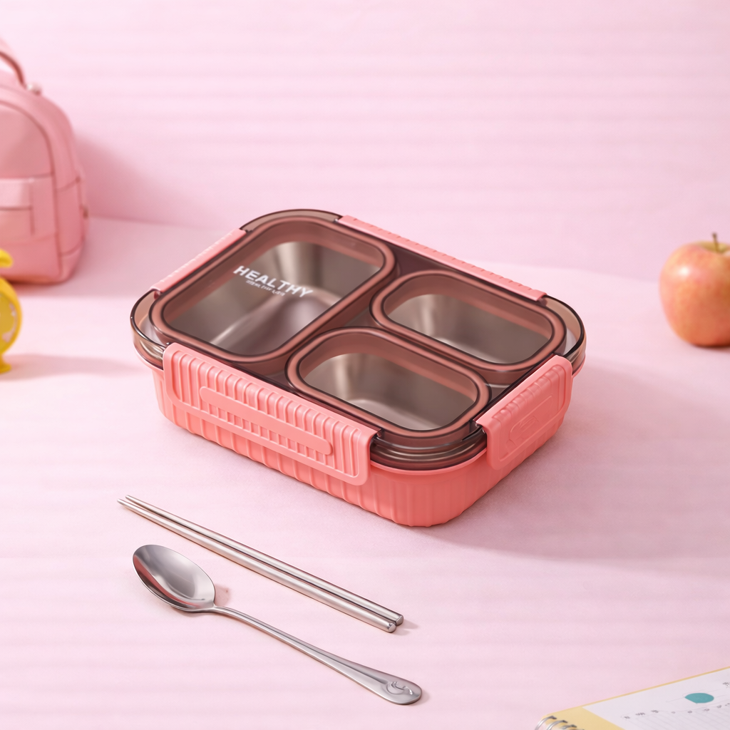 🥗 Premium 304 Stainless Steel Kids Bento Lunch Box -Grid [2/3/4]