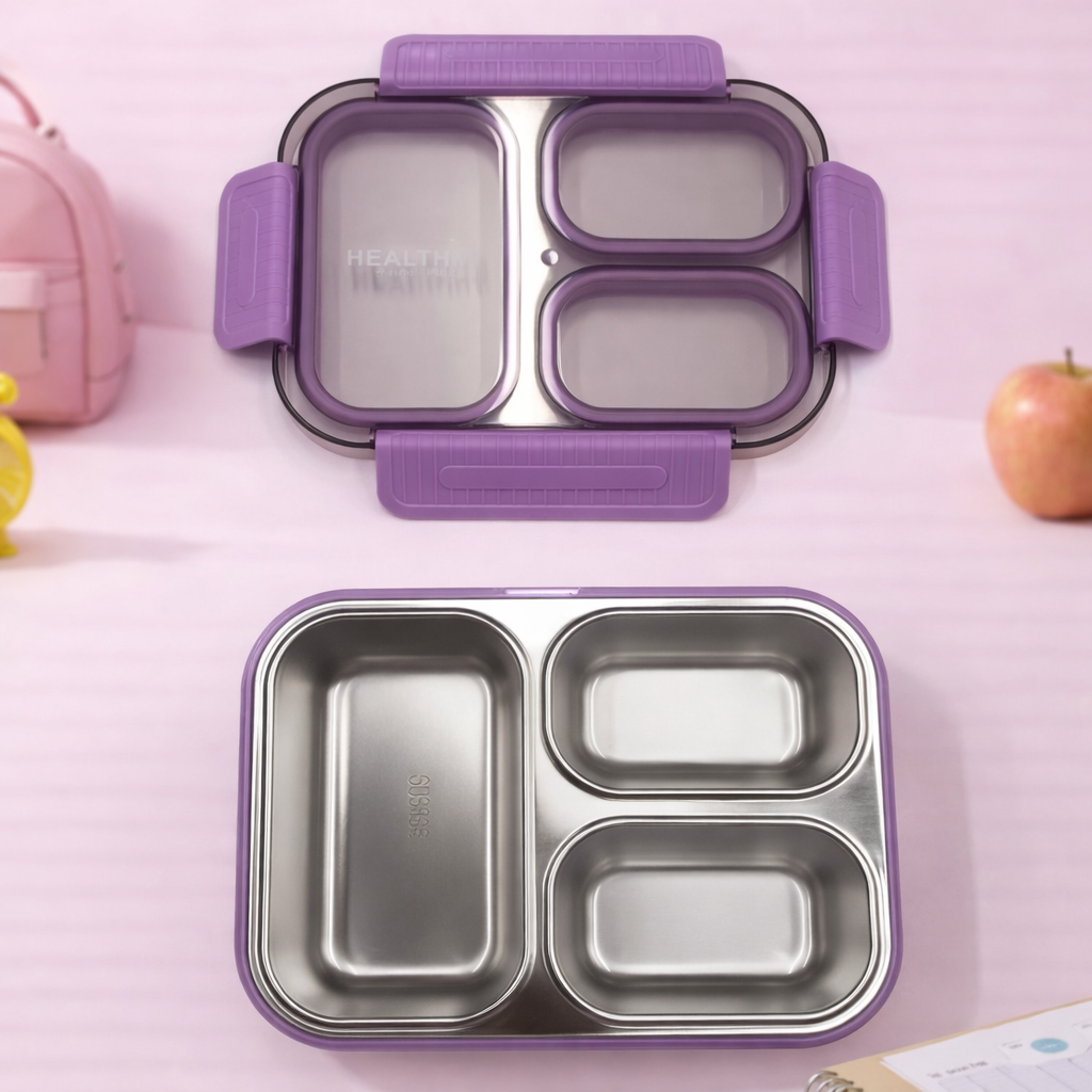 🥗 Premium 304 Stainless Steel Kids Bento Lunch Box -Grid [2/3/4]