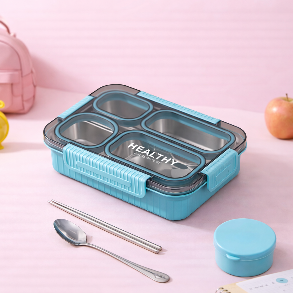 🥗 Premium 304 Stainless Steel Kids Bento Lunch Box -Grid [2/3/4]