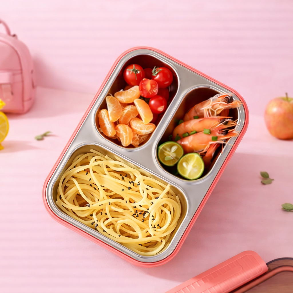 🥗 Premium 304 Stainless Steel Kids Bento Lunch Box -Grid [2/3/4]