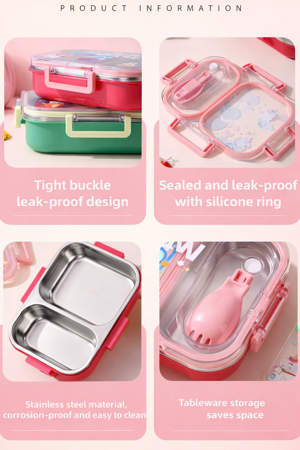 Kids Stainless Steel Bento Lunch Box – Leak-Proof Two Grid-[600ML]