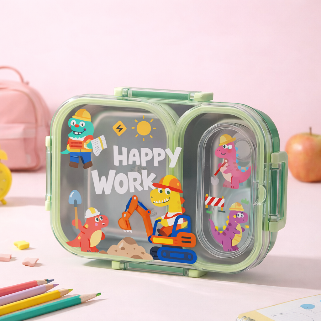Kids Stainless Steel Bento Lunch Box – Leak-Proof Two Grid-[600ML]